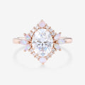 Oval cut Moissanite + Opalrose gold engagement ring