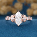 Marquise cut Moissanite Engagement Ring