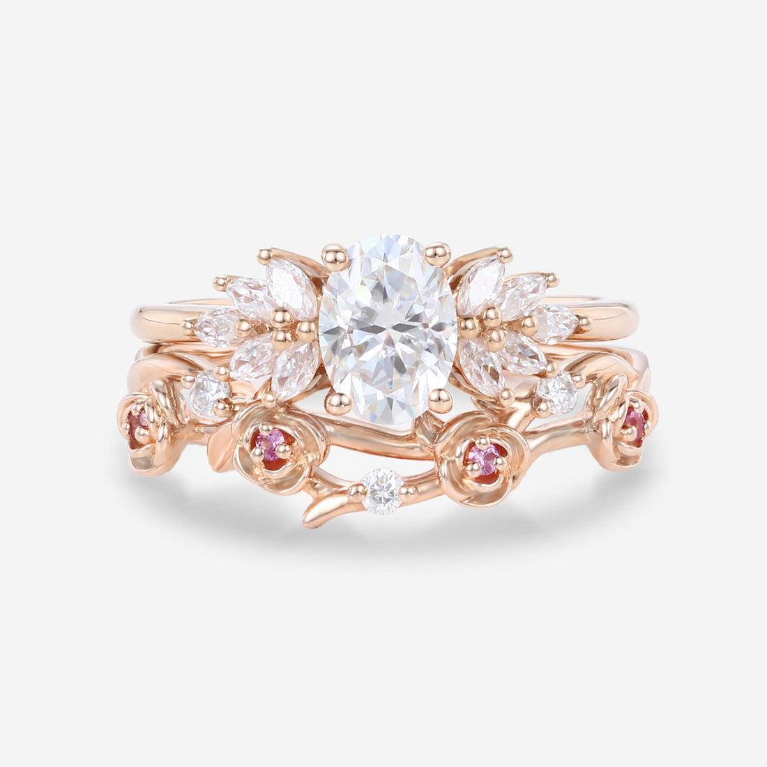 Oval cut 1.0 Carat Lab-Grown Diamond Wedding Bridal set