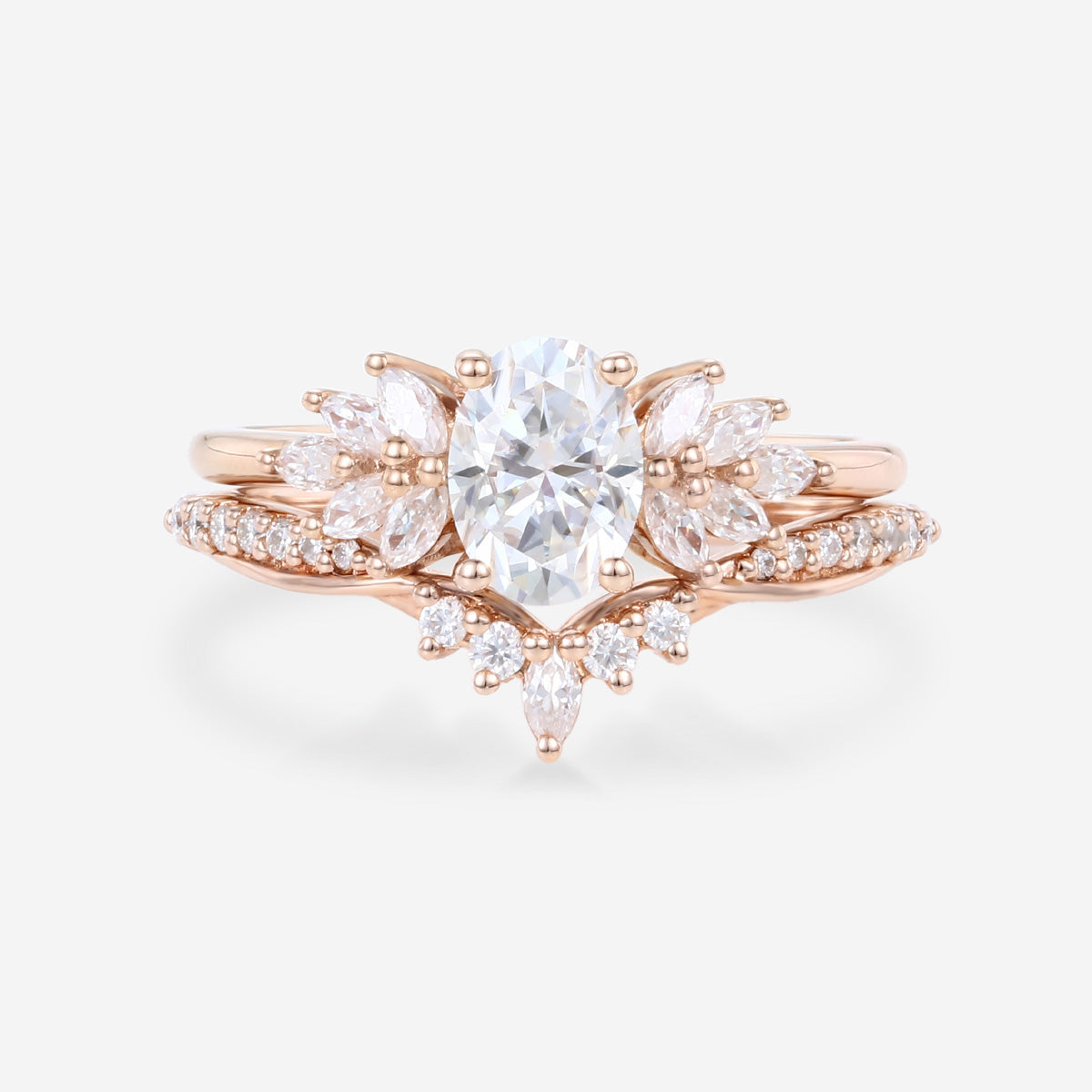 Oval cut 1.0 Carat Lab-Grown Diamond Wedding Bridal set