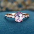 Oval cut Lab Grown Morganite Solid Gold Engagement Ring