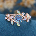 Round cut Alexandrite | Opal Engagement Ring
