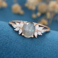 Oval cut Labradorite Cluster Engagement Ring