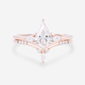 Kite cut Lab-Grown Diamond Rose gold Cluster Diamond Wedding Bridal Set