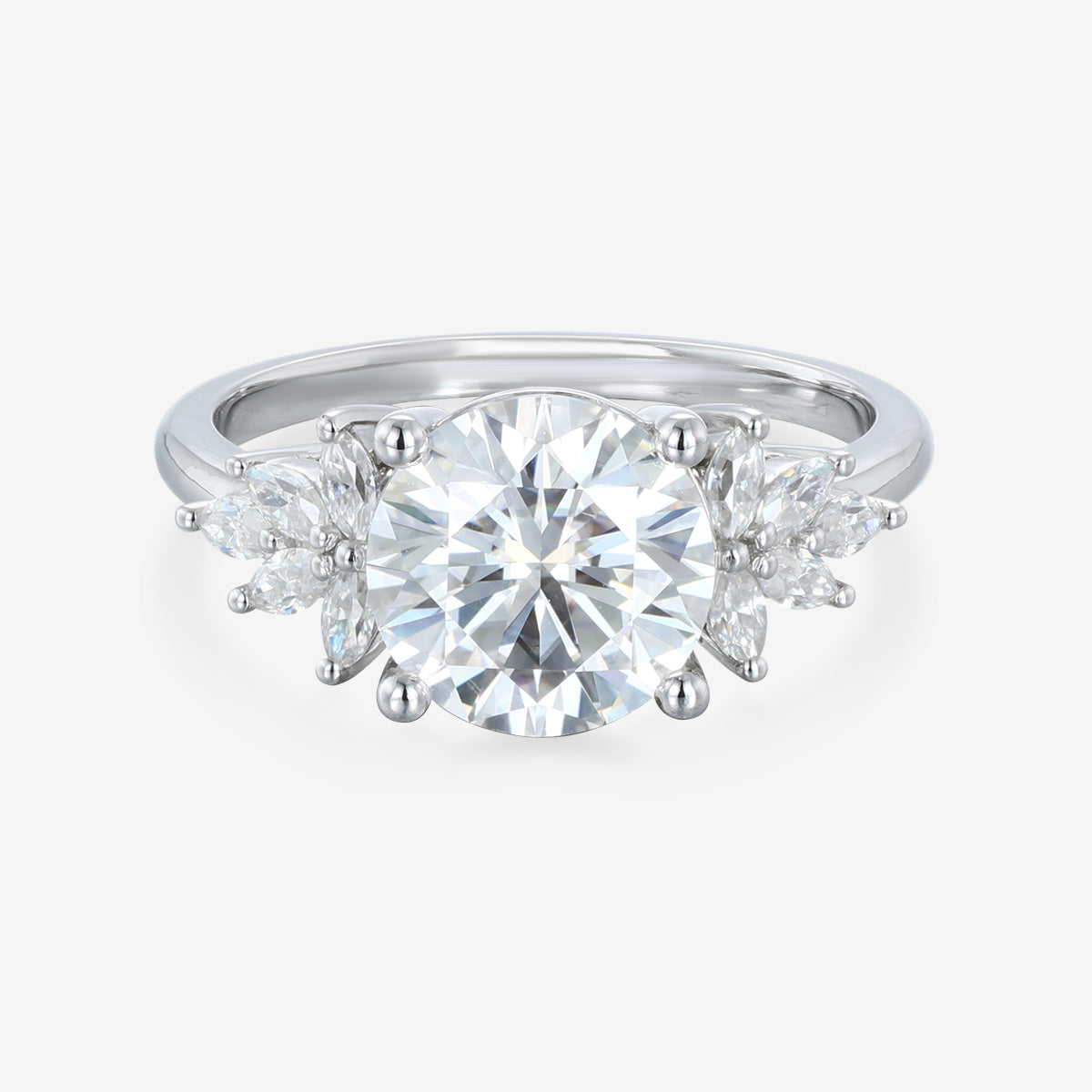 2.5Carat Round cut Moissanite Cluster Engagement ring