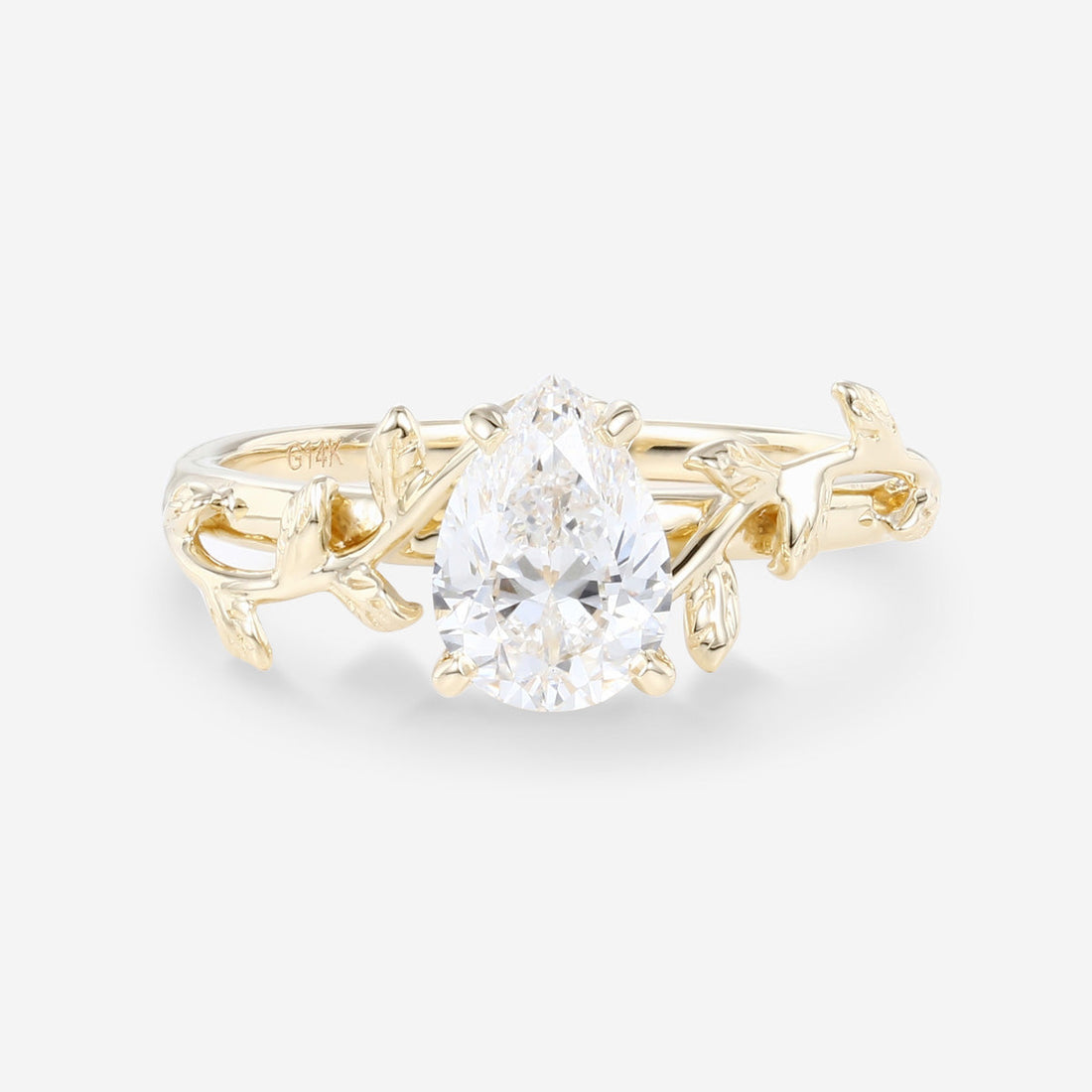 Pear cut Lab-Grown Diamond Leaf Rose Gold Engagement Ring