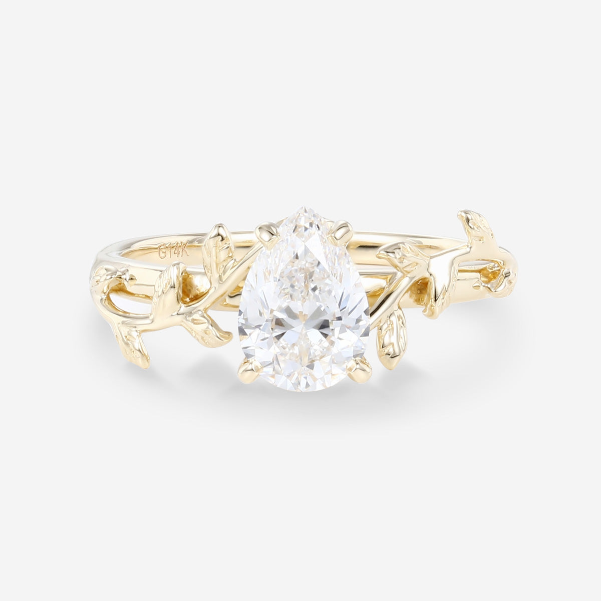 Pear cut Lab-Grown Diamond Leaf Rose Gold Engagement Ring