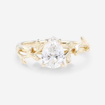 Pear cut Lab-Grown Diamond Leaf Rose Gold Engagement Ring