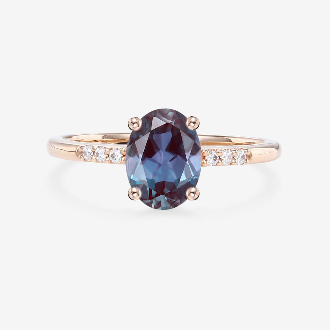 Oval cut Lab Alexandrite | Diamond Engagement ring