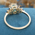 Pear Cut Natural Green Moss Agate Cluster Engagement Ring