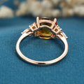 Square cut Citrine Solid Gold Engagement Ring