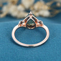Nature Inspired Pear cut Moss Agate Solid Gold Engagement Ring