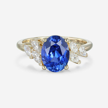 Oval Corn flower sapphire Engagement ring