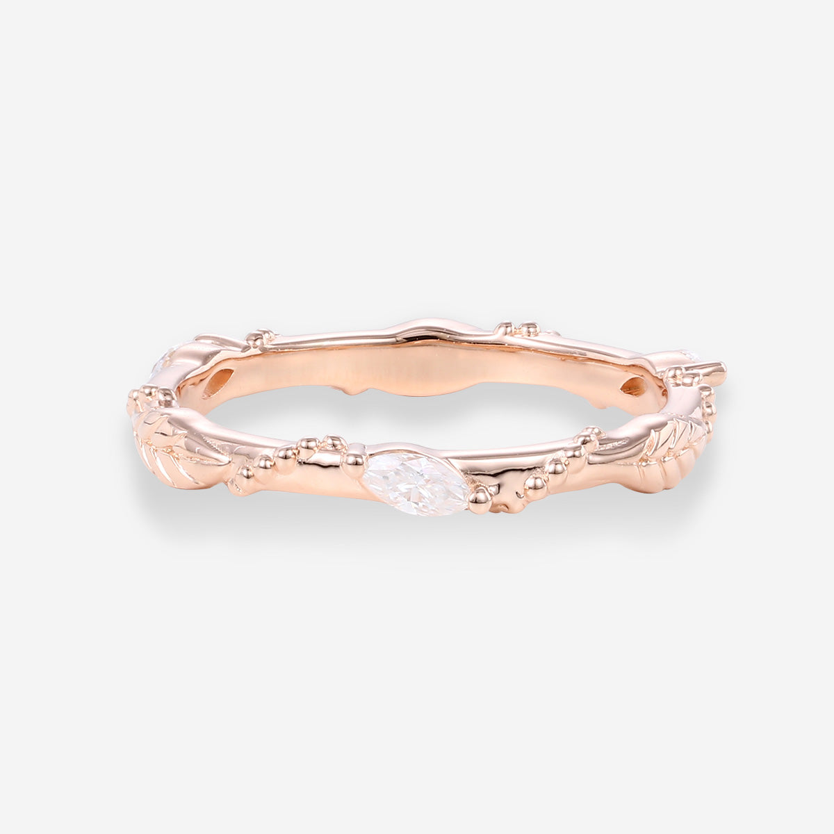 Marquise cut Moissanite | Natural Diamonds | Lab Grow Diamonds Leaf design Wedding Band