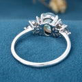 Natural Green Moss Agate Oval cut cluster Engagement Ring