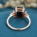 Emerald cut Black Onyx Solid Gold Engagement Ring