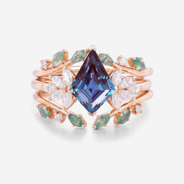 Kite Cut Alexandrite Ring set