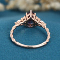 Pear cut  Lab Alexandrite Solid Gold Engagement Ring