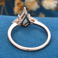 Kite Cut Natural Green Moss Agate Cluster Engagement Ring