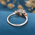 Oval cut Labradorite Cluster Engagement Ring