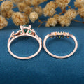 Round cut Lab Emerald  + Pink Sapphire | Emerald Wedding bridal set