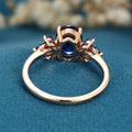 Pear Cut Lab Blue Sapphire Solid Gold Engagement Ring
