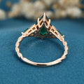 Kite cut Lab grown Emerald Solid Gold Engagement Ring