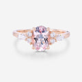 Oval cut Morganite Cluster Engagement ring