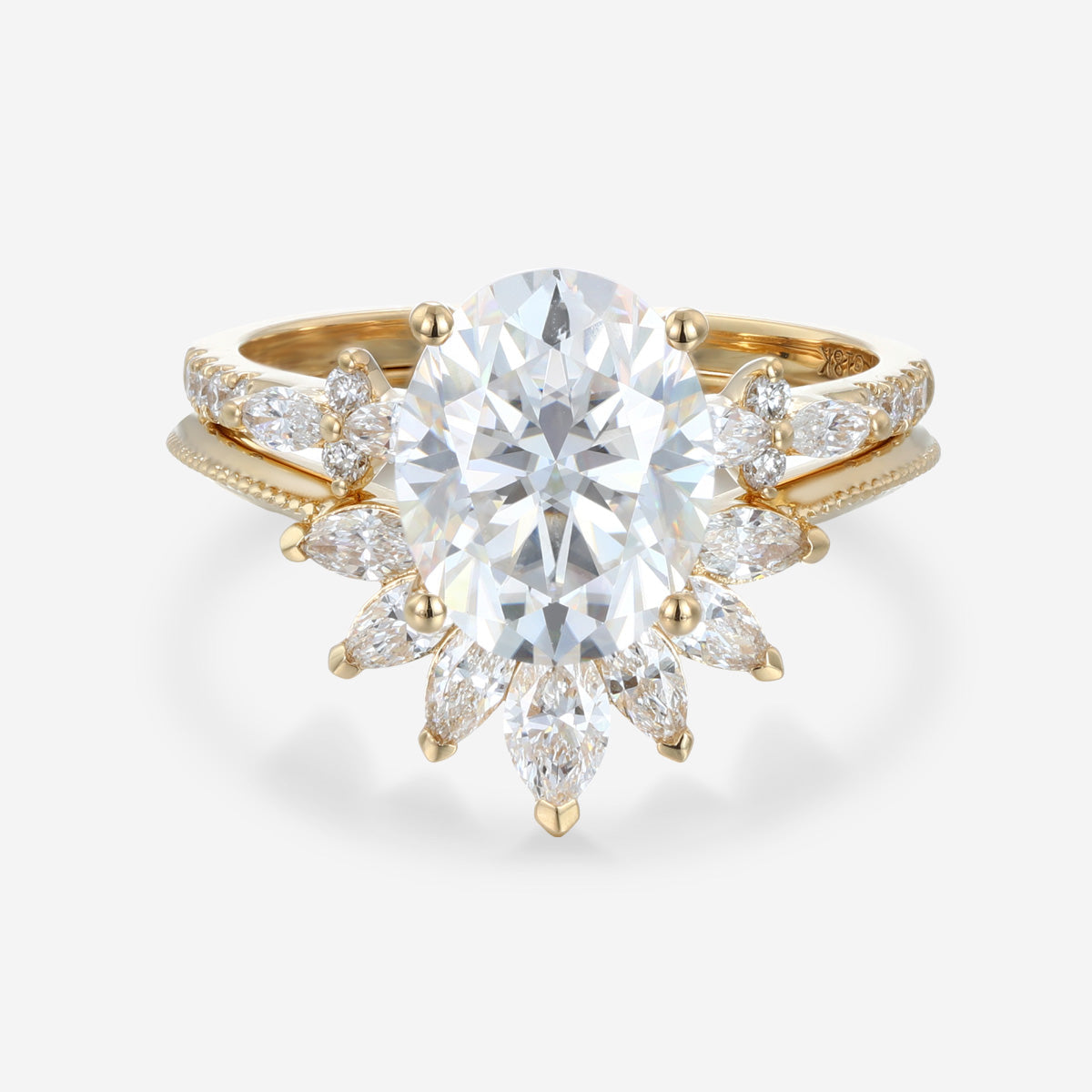 3.0Carat Oval cut Moissanite Engagement ring Bridal Set