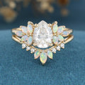 Copy of Pear cut Moissanite Cluster Engagement ring Bridal Set