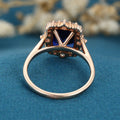 Emerald cut Lab Blue Sapphire Solid Gold Engagement Ring