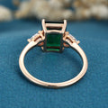 Emerald cut Lab grown Emerald Solid Gold Engagement Ring