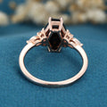 Coffin cut Black Onyx Solid Gold Engagement Ring
