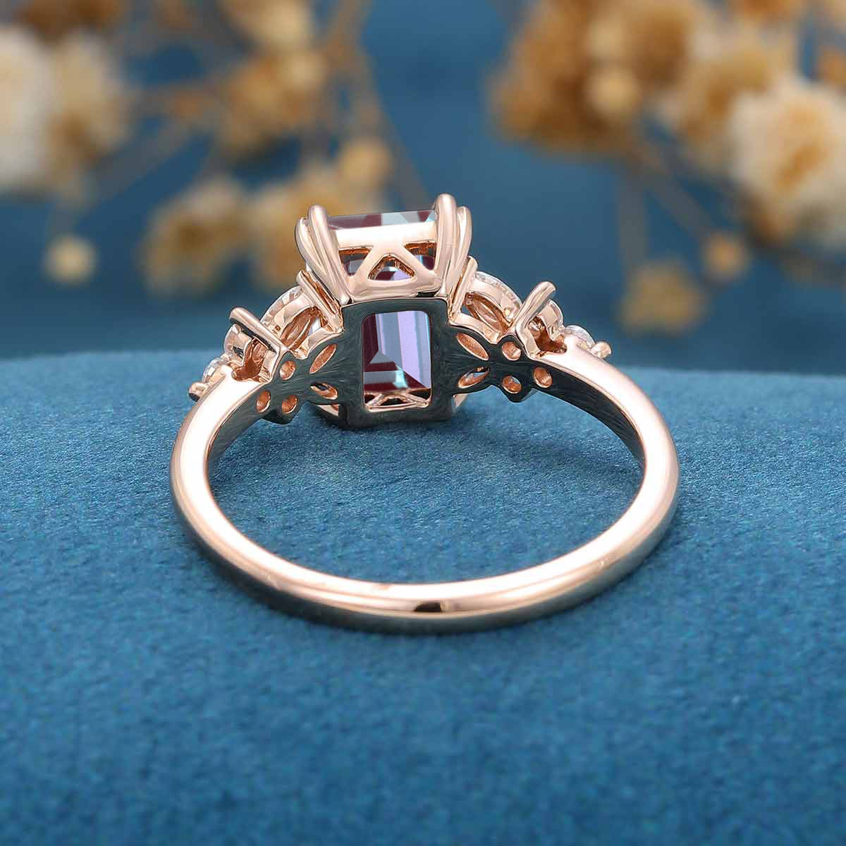 Emerald cut Alexandrite | Diamond Engagement ring
