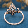 Kite Cut Natural Green Moss Agate Cluster Engagement Ring