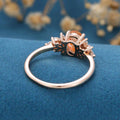 Oval cut Sunstone Cluster Engagement Ring