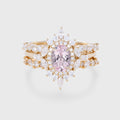 1.0Carat Oval cut Morganite Engagement ring Bridal Set
