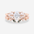 Oval cut 1.0 Carat Lab-Grown Diamond+Moss agate Wedding Bridal set