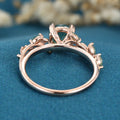Nature Inspired Round cut Moss Agate Solid Gold Engagement Ring