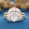 Emerald cut Lab-Grown Diamond Wedding Bridal Set