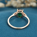 Oval cut Lab grown Emerald Solid Gold Engagement Ring