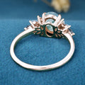 Natural Green Moss Agate Oval cut cluster Engagement Ring