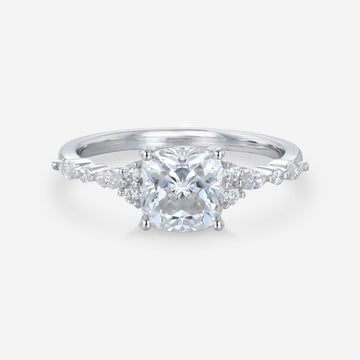 1.25 Carat Cushion cut Moissanite Halo Engagement Ring