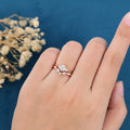 Round cut Moissanite Engagement ring White gold Diamond Wedding Bridal Set