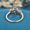Oval cut Moss Agate + Diamonds Solid Gold Engagement Ring