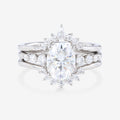 2PCS 1.5 Carat Oval cut Moissanite Engagement ring Bridal Set