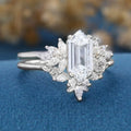 Long Hexagon cut Lab-Grown Diamond Wedding Bridal Set