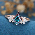 Kite Cut Alexandrite | Diamond  Engagement Ring