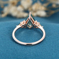 Kite cut Moss Agate Solid Gold Engagement Ring