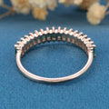 Baguette Moss Agate Half Eternity Wedding Band